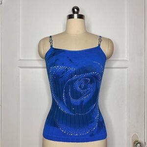 Blue studded rose cami